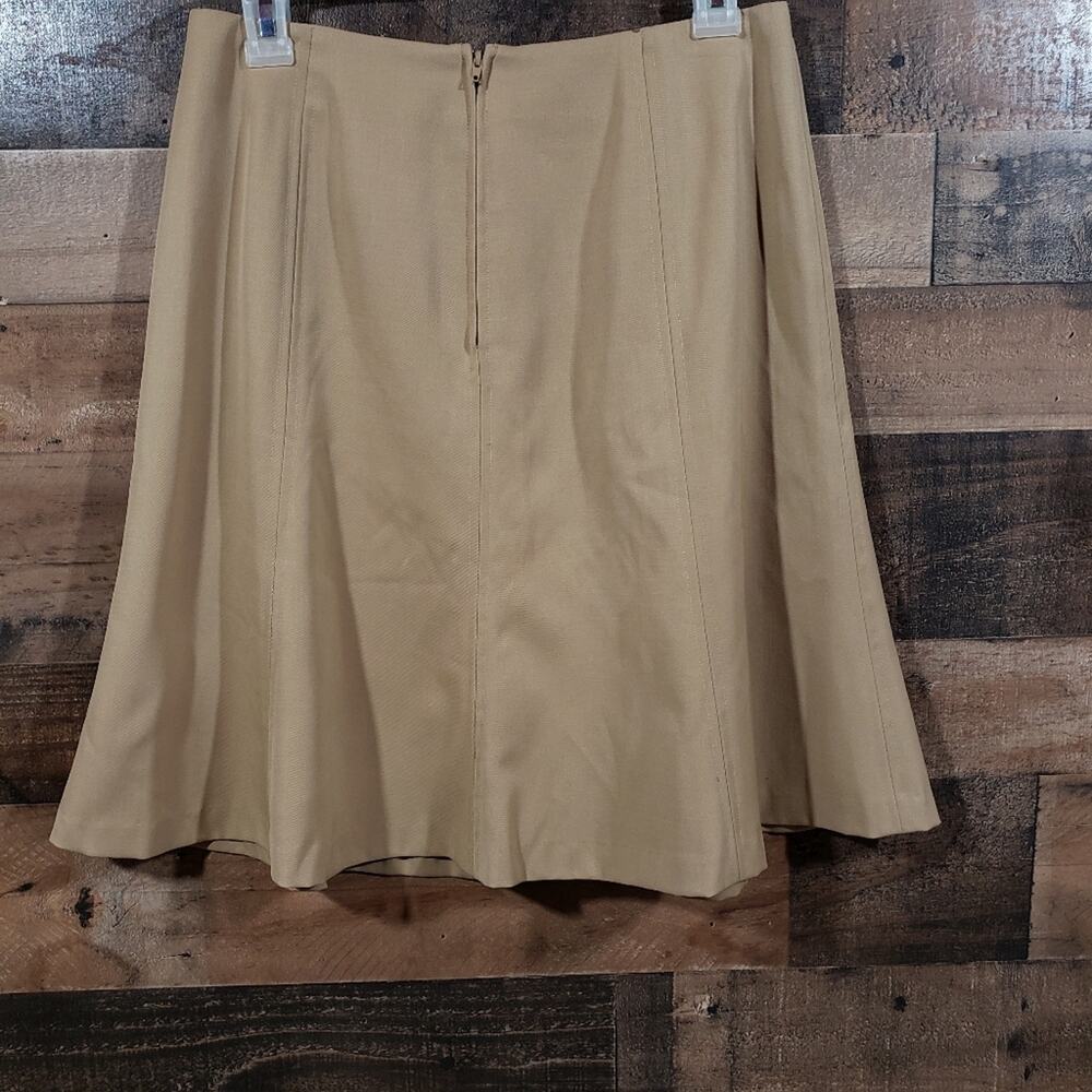 Blue ice‎ vintage tan 100% wool fully lined fit & flare skirt woman's size 4 - Picture 3 of 6